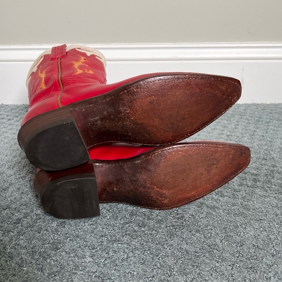Lucchese 7 B 1883 Western Red Western Cowboy Cowgirl Boots valentines day red - Picture 7 of 13